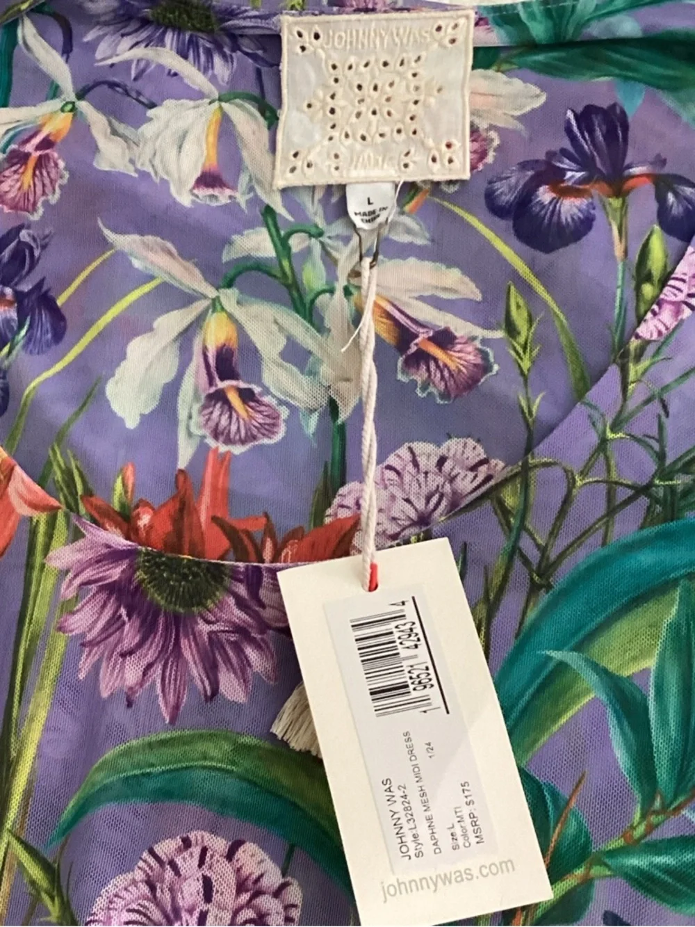 Johnny Was Lavender Floral Maxi Dress with Multicolor Botanical Print - Picture 10 of 11